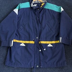 Vintage Mulberry Street Jacket Mens Large Blue Nautical Anorak Snap Front